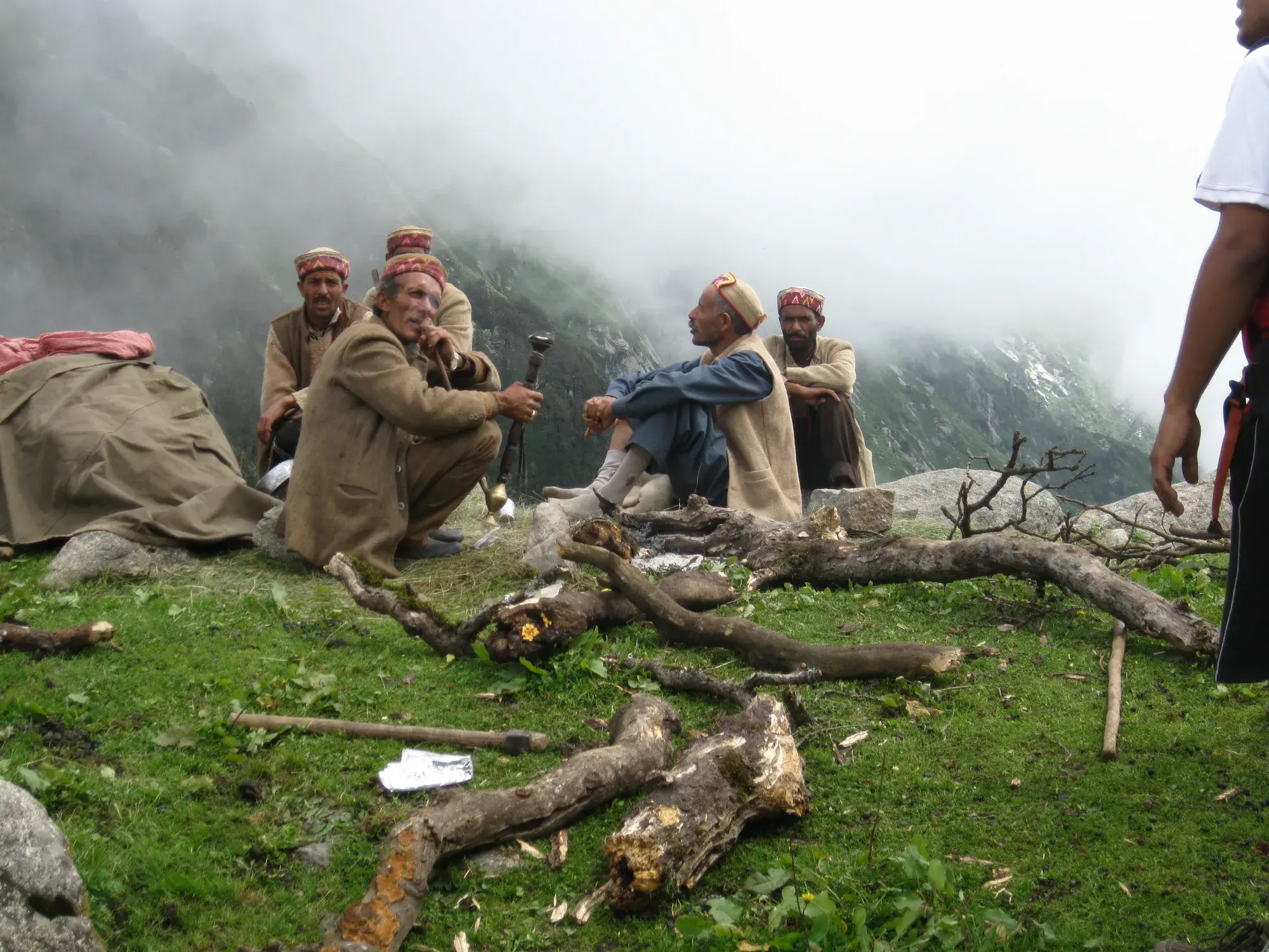 Gaddi shepherds resting on the ridge